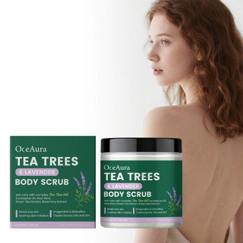 Tea Tree Lavender Körperpeeling, Pflanzliche Öle für weiche Haut 1