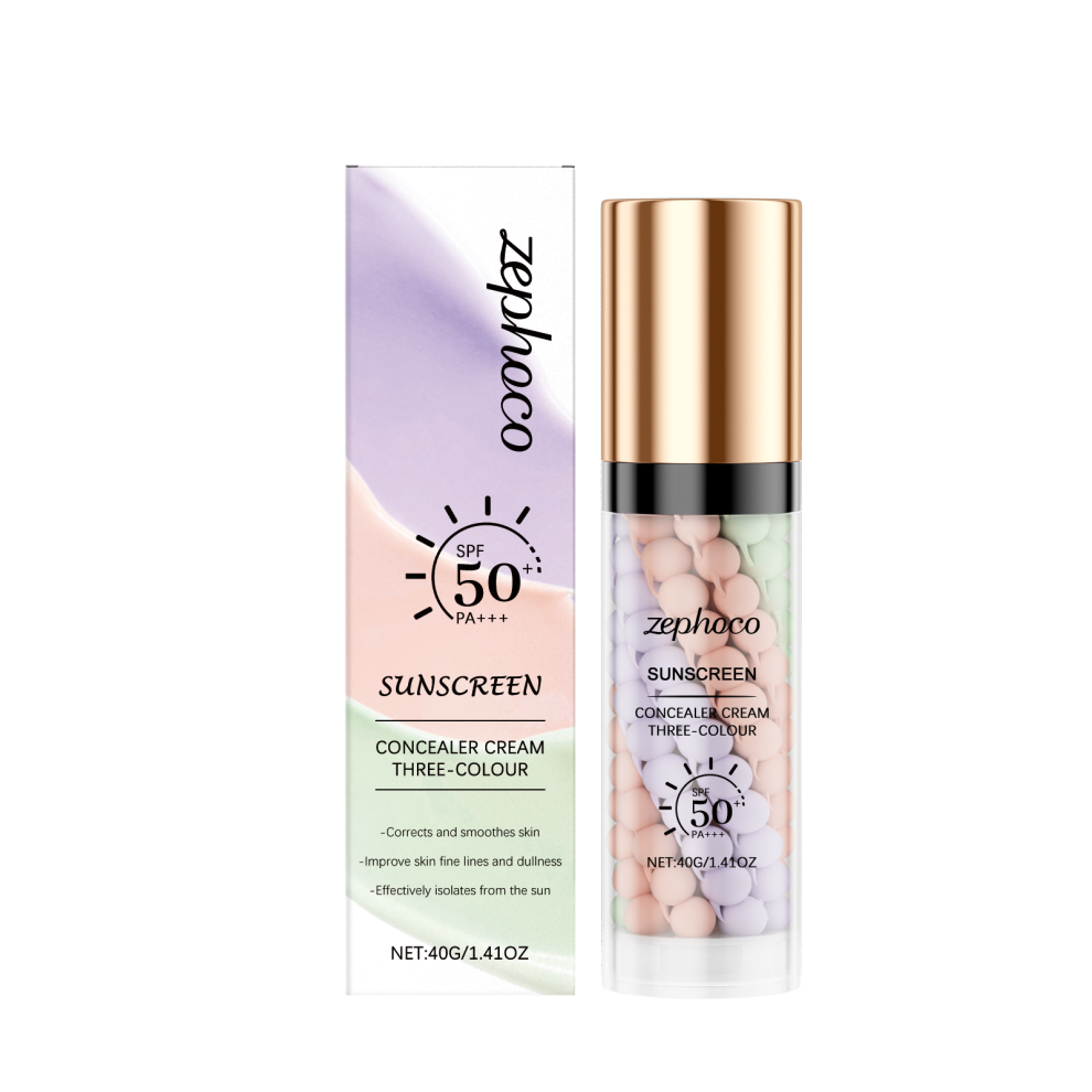 Cream 3-Color Rainbow Primer: Brightening, Moisturizing, Long-Lasting