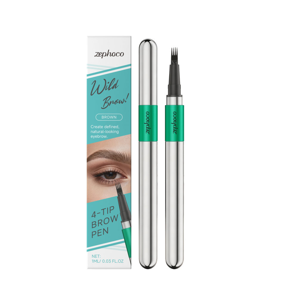 Brown Four-Prong Eyebrow Pencil For Natural Smooth Brow Contour