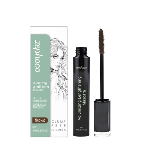Braune Wimperntusche, voluminös, nicht verschmierend, tragbar
