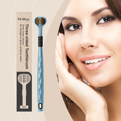 Three-Head Wraparound Toothbrush for Teeth & Tongue Cleaning 1