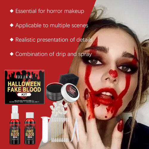 Halloween Realistic Fake Blood Set for Special Effects Makeup 2