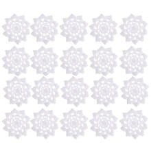 (7.50X7.50X0.20cm/2.95X2.95X0.08in, White) Doilies Crochet Lace Crocheted Pad Fabric Dollies Cloth Placemats