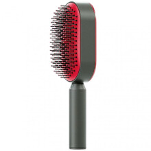 (Red) Air Cushion Comb Press-type Self Cleaning Hair Brush For Home Salon Hair Styling Use Air Cushion Comb Women's Air Bag Comb