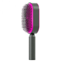 (Rose Red) Air Cushion Comb Press-type Self Cleaning Hair Brush For Home Salon Hair Styling Use Air Cushion Comb Women's Air Bag Comb