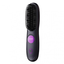 (Black) Digital Display Hair Straightening Comb Anti-Scald Flat Iron Heating Curler for Home/Travel