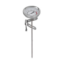 Termômetro de cozinha em aço inoxidável com leitura instantânea, haste longa, ideal para frituras, carnes, grelhados, doces e óleo em panelas.