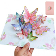 (D) Butterfly Flower 3D Pop Up Card with Floral Design for Her Mum Mothers Day - Women Wife Girlfriend Anniversary Valentines