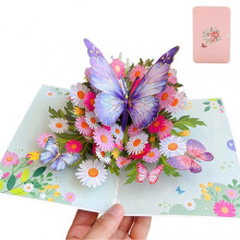 (C) Butterfly Flower 3D Pop Up Card with Floral Design for Her Mum Mothers Day - Women Wife Girlfriend Anniversary Valentines