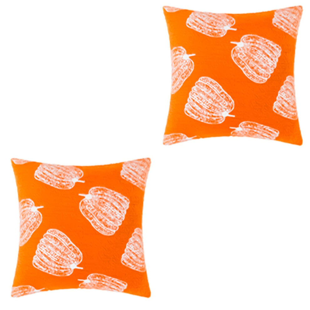2Pcs Pillow Covers Colorful Pumpkin Fall Autumn Pillow- Orange