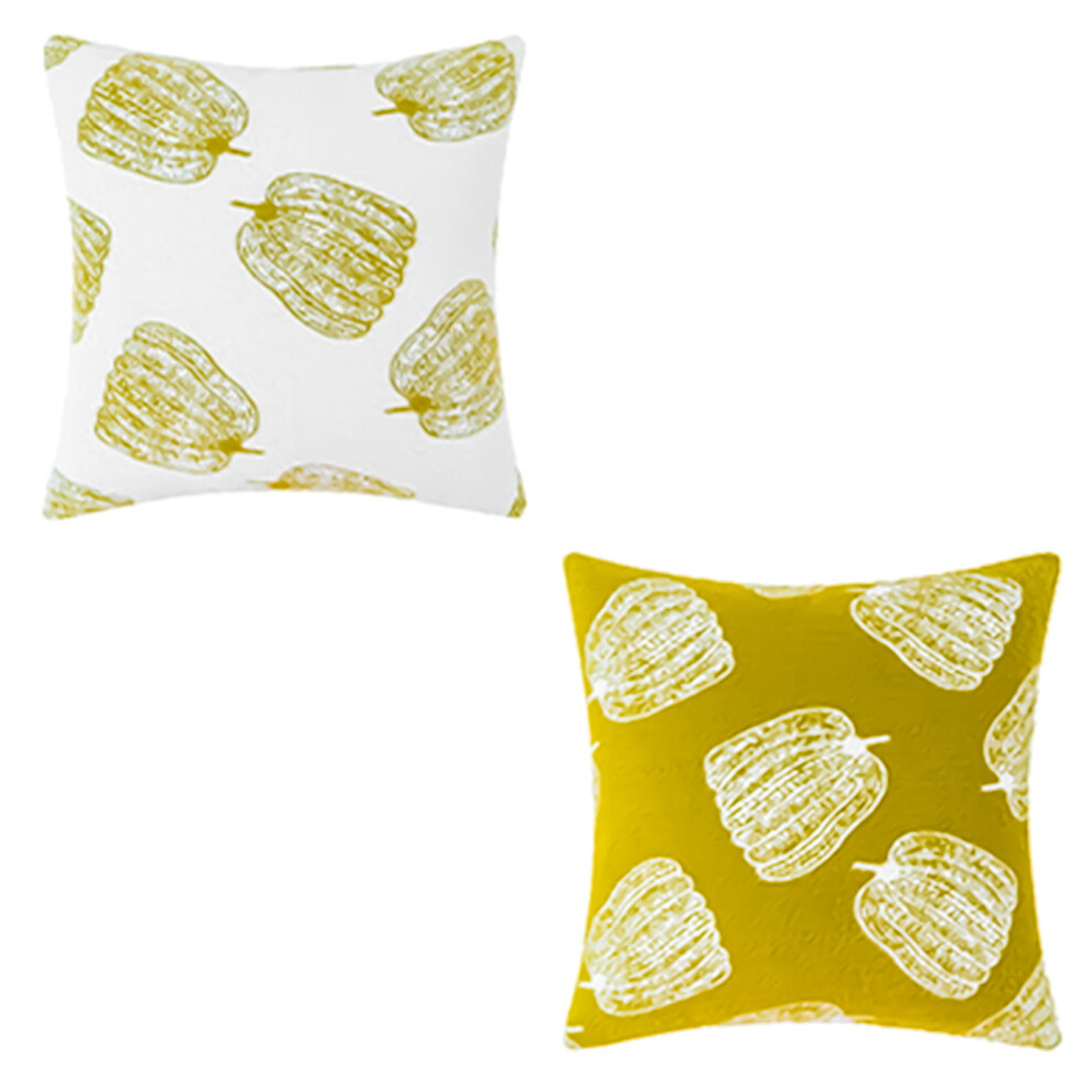 2Pcs Farmhouse Pattern Autumn Pumpkin Cushions Covers-A02