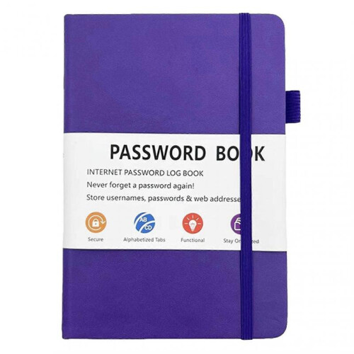 (purple) Password Notebook Premium Paper Notebook for Log Internet Website Information