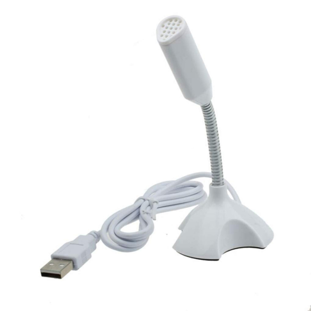 Desktop Usb Microphone, Mini Mic, Flexible Gooseneck, Adjustable Pc Mic, Compatible With Computers And Laptops White 9105992444151