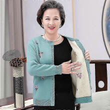 (XXL, blue) Cardigans  Grandma Knitting Sweater Middle-aged and Old Women Sweater Cardigan