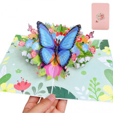 (B) Butterfly Flower 3D Pop Up Card with Floral Design for Her Mum Mothers Day - Women Wife Girlfriend Anniversary Valentines