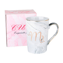Canecas de café "Sr. e Sra.", embalagem elegante para presente de noivado e aniversário, canecas de cerâmica com efeito mármore, conjunto para