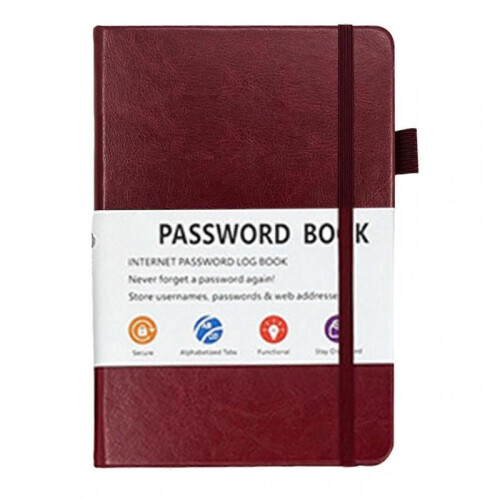 (Red Wine) Password Notebook Premium Paper Notebook for Log Internet Website Information