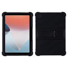 (Black) Protective Cover For Oppo Pad Air 10.36-inch 2022 With Pc Kickstand, Fall Protection Soft Silicone Tablet Case
