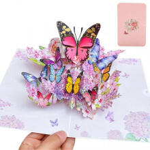 (F) Butterfly Flower 3D Pop Up Card with Floral Design for Her Mum Mothers Day - Women Wife Girlfriend Anniversary Valentines
