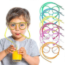 7pcs Creative Fun Glasses Straws Crazy Weird Art Straws Party Straws