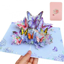 (E) Butterfly Flower 3D Pop Up Card with Floral Design for Her Mum Mothers Day - Women Wife Girlfriend Anniversary Valentines
