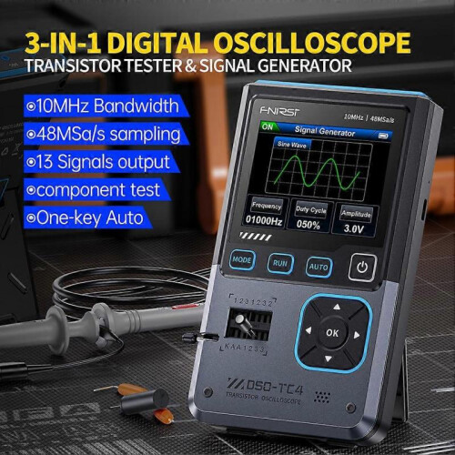 Portable Digital Oscilloscope Signal Generator Transistor Tester 48MSa/s 10MHz Bandwidth Electronics Component Tester 1