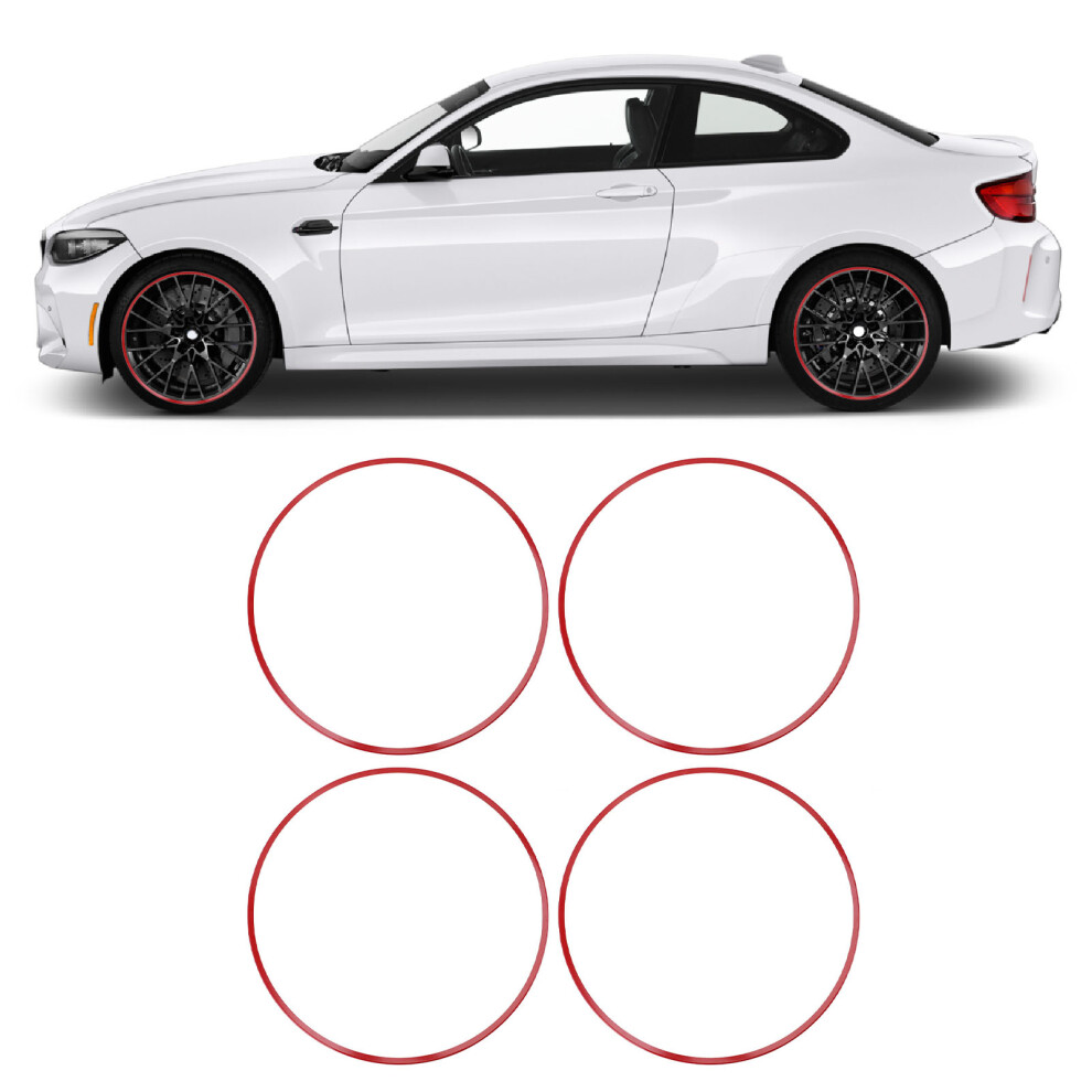 4Pcs Aluminum Alloy 17 Inch Wheel Rim Protector Ring For Flat Edges Red 7641364221767
