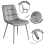 Modern Black Glass Dining Table Set with 6 Grey velvet Chairs 6