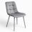 Modern Black Glass Dining Table Set with 6 Grey velvet Chairs 3