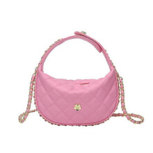 (Pink) Small Chanel style commuter women's bag simple casual handbag chain shoulder messenger bag