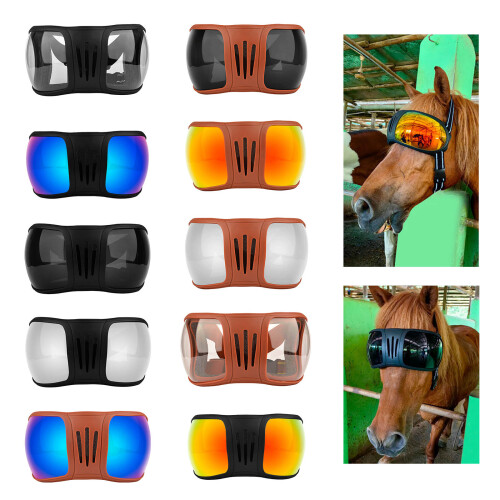Windproof Horse Sunglasses Equestrians for Medium-black red 2