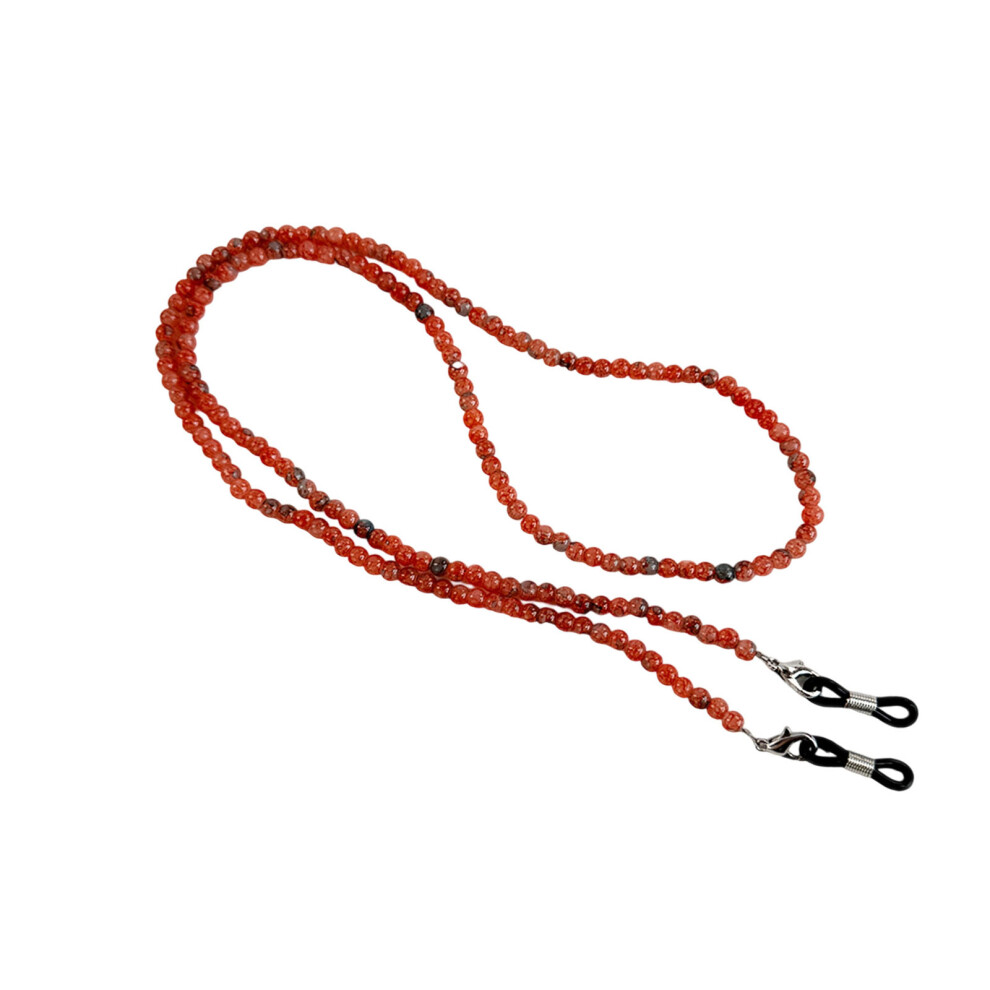 Red Traditional Chinese Glass Bead Eyeglass Lanyard Lightweight
