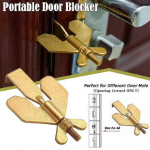 (Gold) Portable Hotel Door Lock Live Alone Self-defense Stop Travel Anti-theft Stopper Childproof Safety Home Latch
