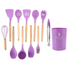 12pcs Household Silicone Kitchen Utensil Set Nonstick Cooking Spatula Spoons Tools Purple