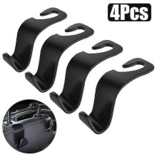 (Black 4Pcs) Car Seat Back Hanger Universal Car Seat Headrest Hook Storage Hanger Vehicle Back Seat Organizer Holder Car Accessories Interior