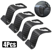 (Carbon Black 4Pcs) Car Seat Back Hanger Universal Car Seat Headrest Hook Storage Hanger Vehicle Back Seat Organizer Holder Car Accessories Interior