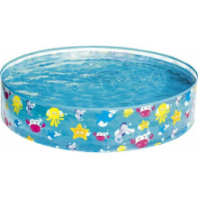 Sea Animals Theme Paddling Pool for Kids, Comfortable Design Easy Setup Inflatable Above Ground Pool with Imaginative Play 3-D Sea Life Graphic Print