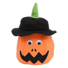 (Orange) 2025 Halloween Bucket Pumpkin Bucket with Lid with Hat Snacks, Goodie Bags with Light