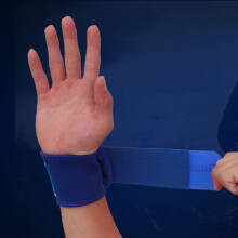 Blauer verstellbarer elastischer Handgelenkschutz für Gewichtheben, atmungsaktiv, 37 cm