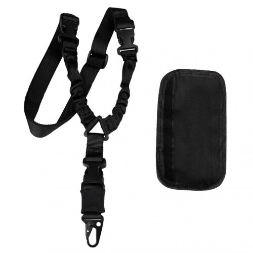 (Black shoulder pads) Multifunctional Nylon Strap Single Point Diagonal Safety Strap for Hiking Climbing