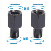 (M10M10 (LR and LR)) Pair Black Motorcycle Mirror Adapters M10 10mm M8 8mm Rearview Mirrors Conversion Bolt Clockwise Anti-clock Right Left Thread