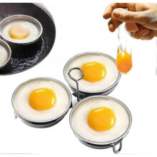 Stainless Steel Egg Poacher, Perfect Poached Egg Maker, Round Egg Cooker Rings for Breakfast Cooking Tool 3 Poached Egg Cups
