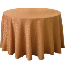 (220cm, Light Coffee) Tablecloths Machine Washable Neat Edges Round Spillproof Polyester Fabric Table Cover For Home