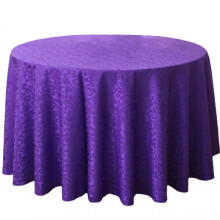 (220cm, Purple) Tablecloths Machine Washable Neat Edges Round Spillproof Polyester Fabric Table Cover For Home