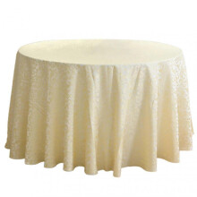 (220cm, Beige) Tablecloths Machine Washable Neat Edges Round Spillproof Polyester Fabric Table Cover For Home