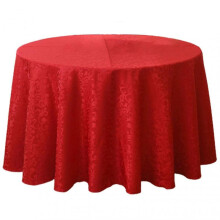 (180cm, Red) Tablecloths Machine Washable Neat Edges Round Spillproof Polyester Fabric Table Cover For Home