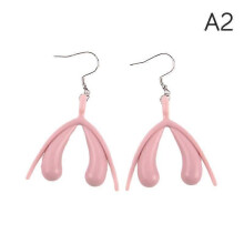(1 Pair, Pink) New Fashion Clitoris Earrings For Women Minimalist Drop Earrings Jewelry