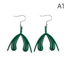 (1 Pair, Dark green) New Fashion Clitoris Earrings For Women Minimalist Drop Earrings Jewelry