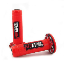 (Red) Motorcycle Handle Grips Motocross Protaper Grip Handlebar Dirt Pit Bike 7/8" Handlebar Rubber Gel Dual Density Mx Grips