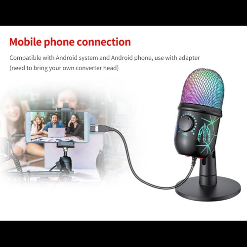 USB Condenser Microphone With Noise Cancellation USB Gaming Microphone For PC Computer Laptop Video Recording Ref: 3403 1